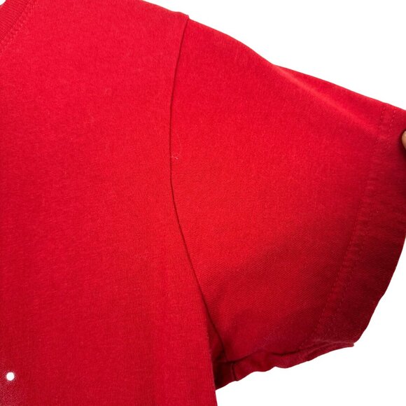 Women’s Funny Dinosaur Graphic Tee Medium Steg Nog Short Sleeve Cotton Red - Picture 4 of 7